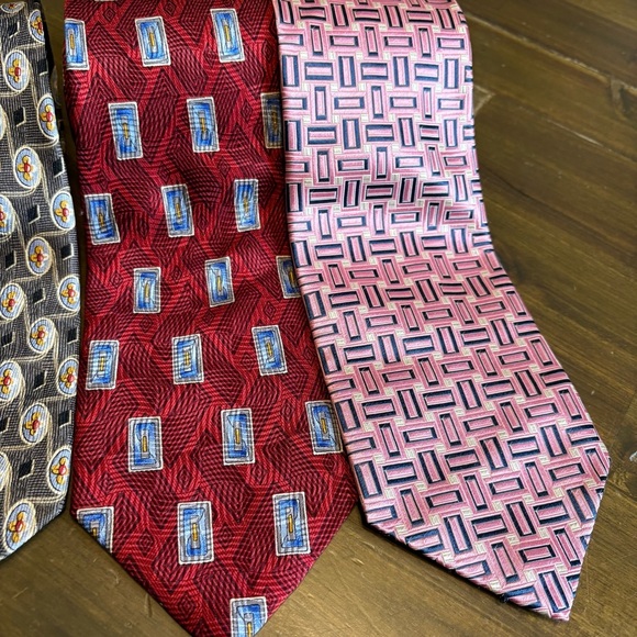 Robert Talbott Studio Mens Ties Printed Graphic Red Pink Black Gray Square - Picture 7 of 7